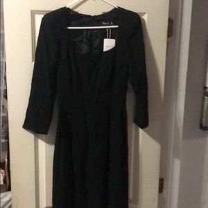 Agnes B black dress with shoulder pads